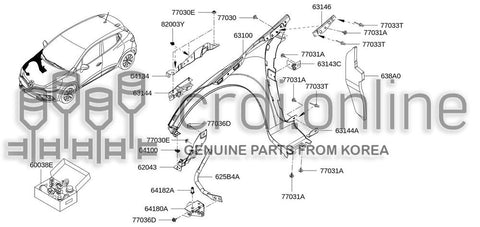 BRACKET ASSY-FRONT FENDER SKIRT 63144-4933R 631444933R 63144 4933R