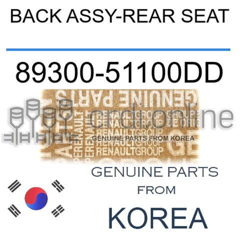 BACK ASSY-REAR SEAT [ORIGINAL] 89300-51100DD 8930051100DD 89300 51100DD