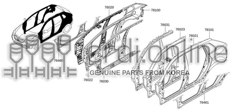 BODY ASSY-SIDEOUTER LH 76023-7869R 760237869R 76023 7869R