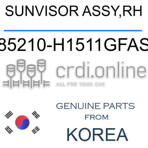 SUNVISOR ASSY,RH 85210-H1511GFAS 85210H1511GFAS 85210 H1511GFAS