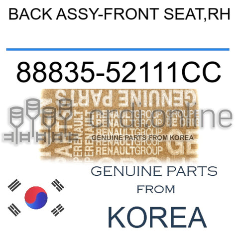 BACK ASSY-FRONT SEAT,RH [ORIGINAL] 88835-52111CC 8883552111CC 88835 52111CC