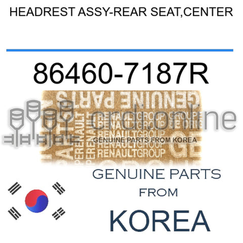 HEADREST ASSY-REAR SEAT,CENTER [ORIGINAL] 86460-7187R 864607187R 86460 7187R