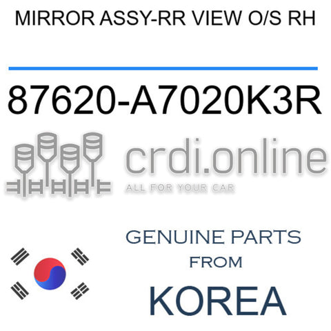 MIRROR ASSY-RR VIEW O/S RH [ORIGINAL] 87620-A7020K3R 87620A7020K3R 87620 A7020K3R