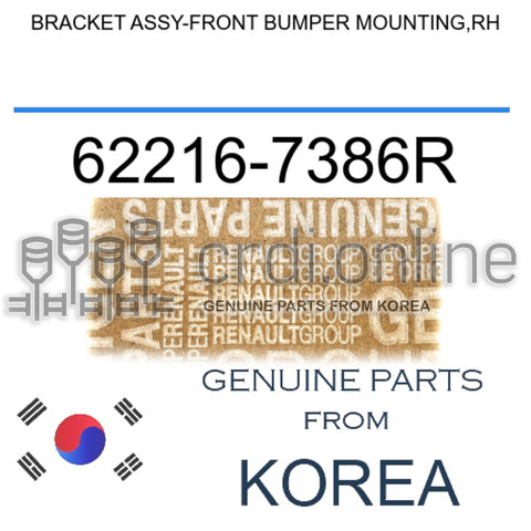 BRACKET ASSY-FRONT BUMPER MOUNTING,RH [ORIGINAL] 62216-7386R 622167386R 62216 7386R