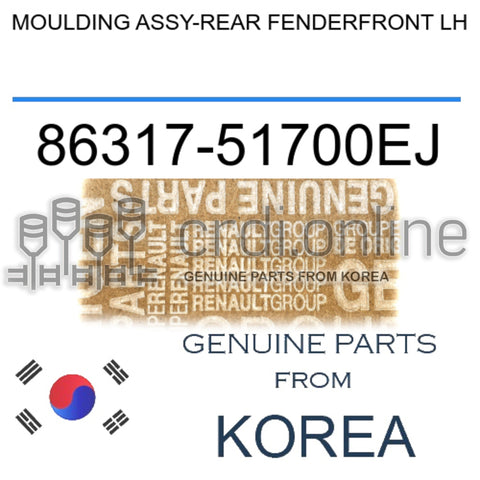 MOULDING ASSY-REAR FENDERFRONT LH [ORIGINAL] 86317-51700EJ 8631751700EJ 86317 51700EJ