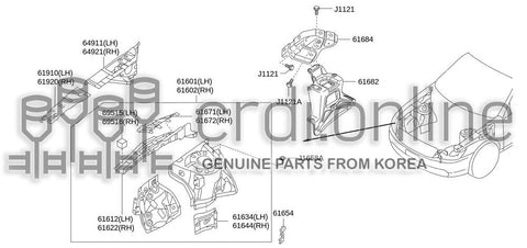 REINFORCEMENT ASSY-HOODLEDGEREAR RH 64921-52000 6492152000 64921 52000