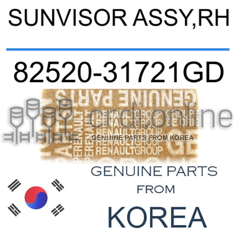SUNVISOR ASSY,RH [ORIGINAL] 82520-31721GD 8252031721GD 82520 31721GD