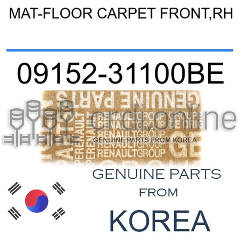 MAT-FLOOR CARPET FRONT,RH [ORIGINAL] 09152-31100BE 0915231100BE 09152 31100BE