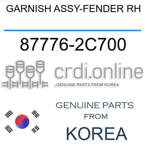 GARNISH ASSY-FENDER RH [ORIGINAL] 87776-2C700 877762C700 87776 2C700