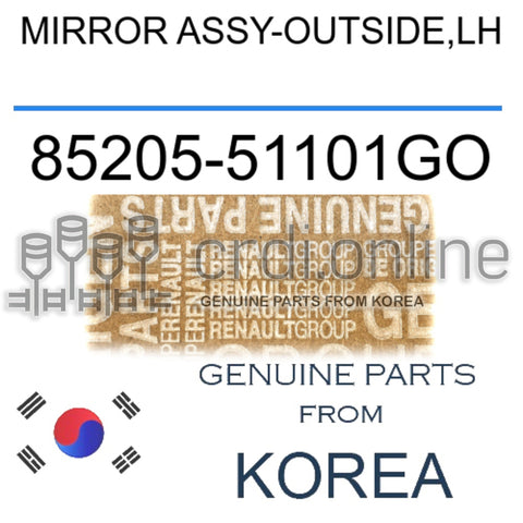 MIRROR ASSY-OUTSIDE,LH [ORIGINAL] 85205-51101GO 8520551101GO 85205 51101GO