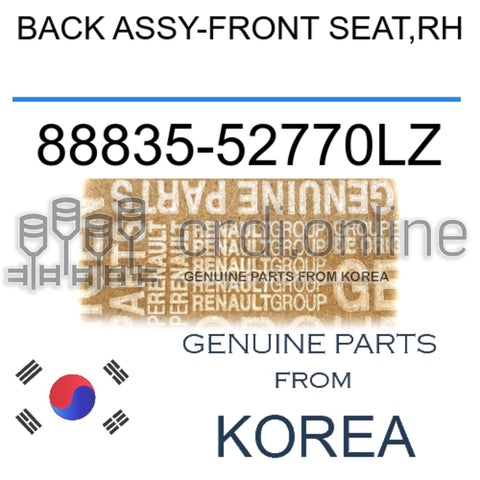 BACK ASSY-FRONT SEAT,RH [ORIGINAL] 88835-52770LZ 8883552770LZ 88835 52770LZ