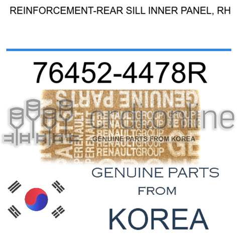 REINFORCEMENT-REAR SILL INNER PANEL, RH [ORIGINAL] 76452-4478R 764524478R 76452 4478R