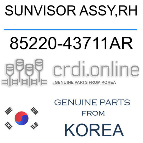 SUNVISOR ASSY,RH [ORIGINAL] 85220-43711AR 8522043711AR 85220 43711AR
