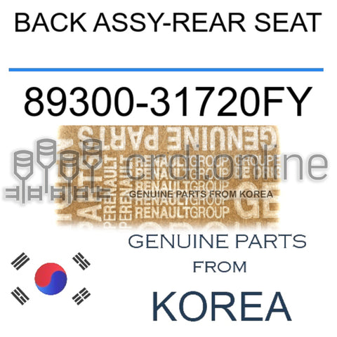 BACK ASSY-REAR SEAT [ORIGINAL] 89300-31720FY 8930031720FY 89300 31720FY