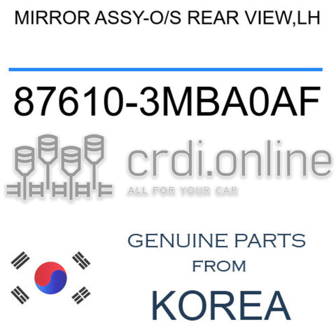 MIRROR ASSY-O/S REAR VIEW,LH [ORIGINAL] 87610-3MBA0AF 876103MBA0AF 87610 3MBA0AF