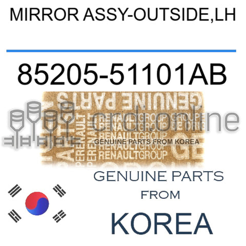 MIRROR ASSY-OUTSIDE,LH [ORIGINAL] 85205-51101AB 8520551101AB 85205 51101AB