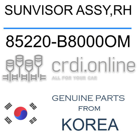 SUNVISOR ASSY,RH 85220-B8000OM 85220B8000OM 85220 B8000OM