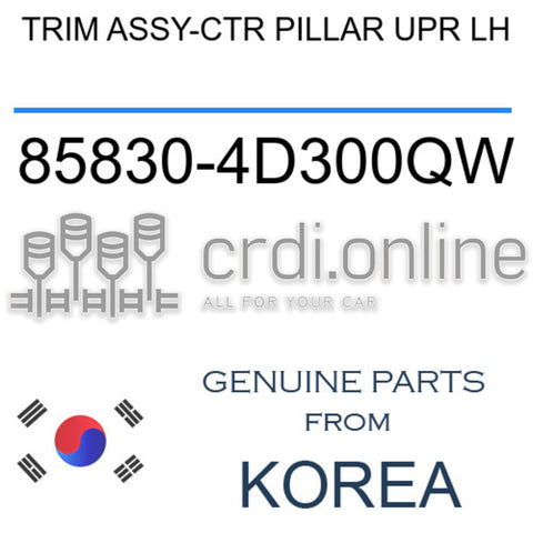 TRIM ASSY-CTR PILLAR UPR LH 85830-4D300QW 858304D300QW 85830 4D300QW