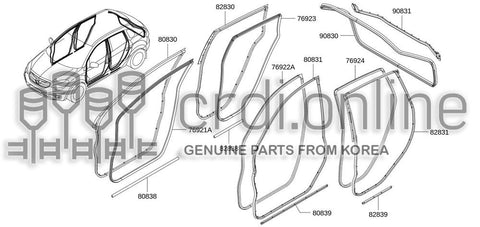 WEATHERSTRIP-BACK DOOROUTER 90831-JY00A 90831JY00A 90831 JY00A