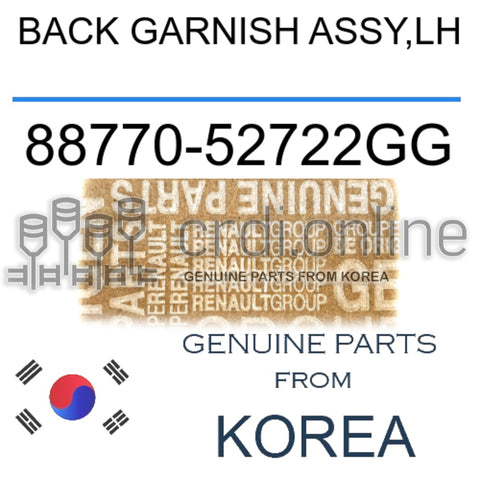 BACK GARNISH ASSY,LH [ORIGINAL] 88770-52722GG 8877052722GG 88770 52722GG