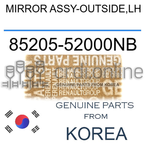 MIRROR ASSY-OUTSIDE,LH [ORIGINAL] 85205-52000NB 8520552000NB 85205 52000NB