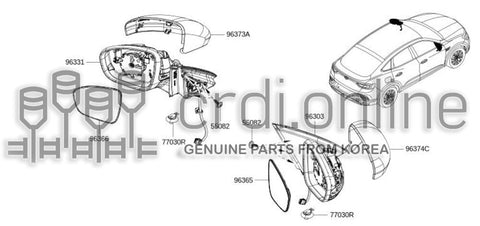 OUTSIDE MIRROR - BODY RH 96303-1845R 963031845R 96303 1845R