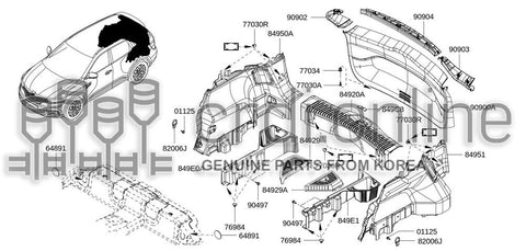 BRKT-TRUNK SIDE TRIM RH 84929-5672R 849295672R 84929 5672R