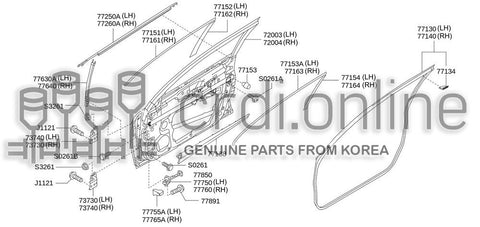 TAPE-FRONT DOOR SASHREAR OUTER RH 77162-52700GU 7716252700GU 77162 52700GU