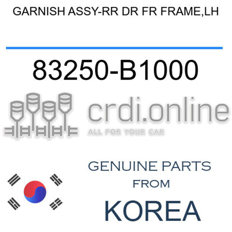 [ORIGINAL] GARNISH ASSY-RR DR FR FRAME,LH 83250-B1000 83250B1000 83250 B1000