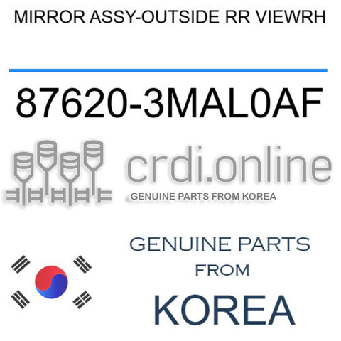 MIRROR ASSY-OUTSIDE RR VIEWRH [ORIGINAL] 87620-3MAL0AF 876203MAL0AF 87620 3MAL0AF