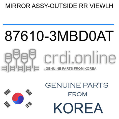 MIRROR ASSY-OUTSIDE RR VIEWLH [ORIGINAL] 87610-3MBD0AT 876103MBD0AT 87610 3MBD0AT