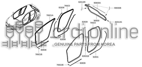 SEAL-REAR LH DOOR SECD LWR 82831-4392R 828314392R 82831 4392R