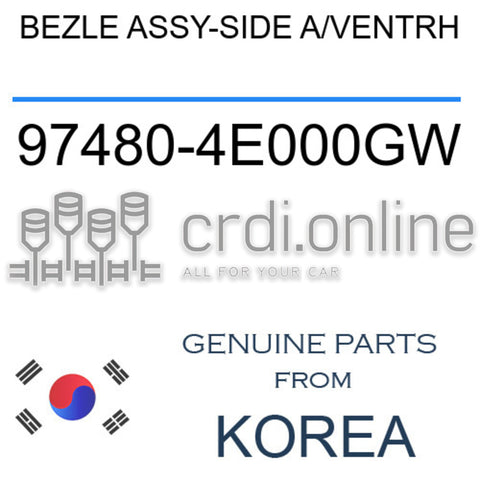 BEZLE ASSY-SIDE A/VENTRH 97480-4E000GW 974804E000GW 97480 4E000GW