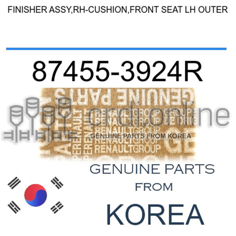 FINISHER ASSY,RH-CUSHION,FRONT SEAT LH OUTER [ORIGINAL] 87455-3924R 874553924R 87455 3924R