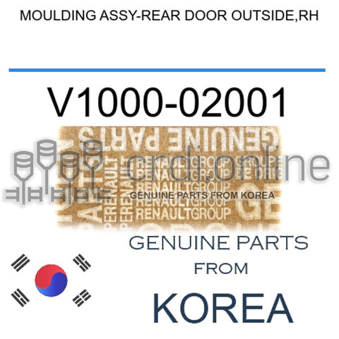 MOULDING ASSY-REAR DOOR OUTSIDE,RH [ORIGINAL] V1000-02001 V100002001 V1000 02001