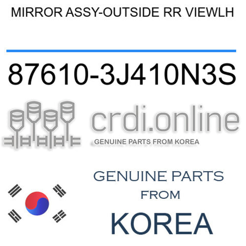 MIRROR ASSY-OUTSIDE RR VIEWLH [ORIGINAL] 87610-3J410N3S 876103J410N3S 87610 3J410N3S