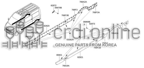 MOLDING-BODY SIDE RH REAR AREA FRONT 768F3-0004R 768F30004R 768F3 0004R