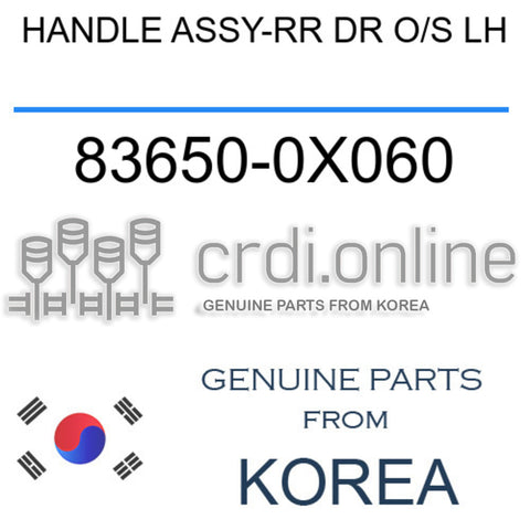 HANDLE ASSY-RR DR O/S LH [ORIGINAL] 83650-0X060 836500X060 83650 0X060