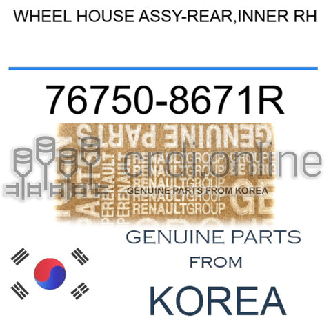 WHEEL HOUSE ASSY-REAR,INNER RH [ORIGINAL] 76750-8671R 767508671R 76750 8671R