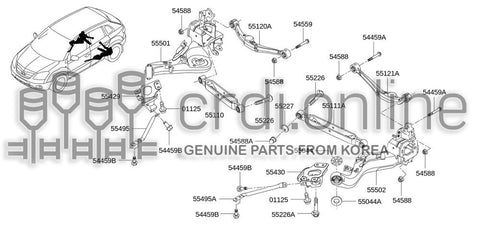 LINK COMPLETE-UPPERREAR SUSPENSION RH 55120-JD00B 55120JD00B 55120 JD00B