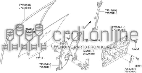 REGULATOR ASSY-FRONT DOORLH 77515-52000 7751552000 77515 52000