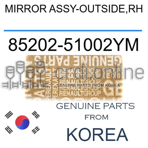 MIRROR ASSY-OUTSIDE,RH [ORIGINAL] 85202-51002YM 8520251002YM 85202 51002YM