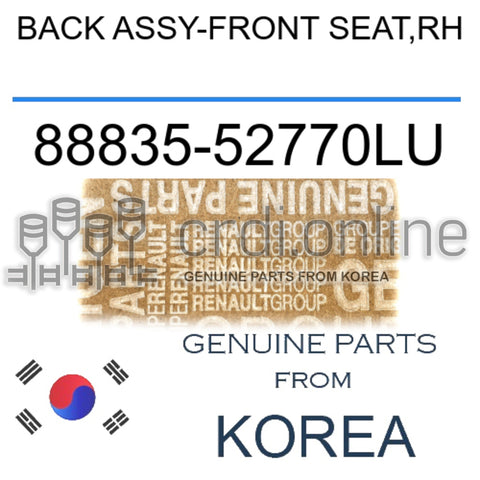 BACK ASSY-FRONT SEAT,RH [ORIGINAL] 88835-52770LU 8883552770LU 88835 52770LU