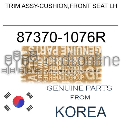 TRIM ASSY-CUSHION,FRONT SEAT LH [ORIGINAL] 87370-1076R 873701076R 87370 1076R