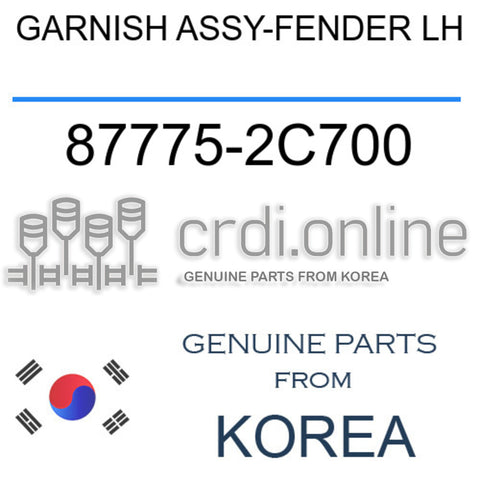 GARNISH ASSY-FENDER LH 87775-2C700 877752C700 87775 2C700