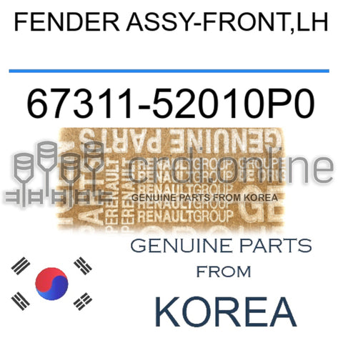 FENDER ASSY-FRONT,LH [ORIGINAL] 67311-52010P0 6731152010P0 67311 52010P0