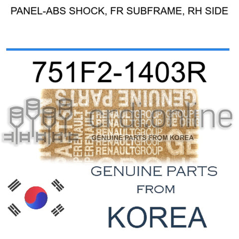 PANEL-ABS SHOCK, FR SUBFRAME, RH SIDE [ORIGINAL] 751F2-1403R 751F21403R 751F2 1403R