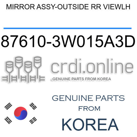 MIRROR ASSY-OUTSIDE RR VIEWLH [ORIGINAL] 87610-3W015A3D 876103W015A3D 87610 3W015A3D