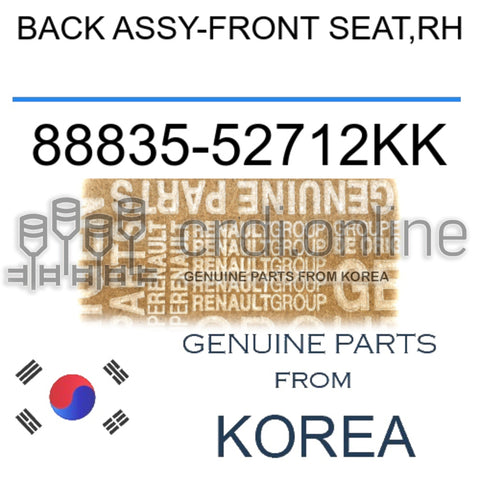 BACK ASSY-FRONT SEAT,RH [ORIGINAL] 88835-52712KK 8883552712KK 88835 52712KK