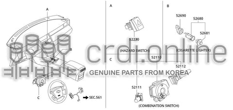SWITCH ASSY-MIRROR CONTROL 52420-52730GM 5242052730GM 52420 52730GM